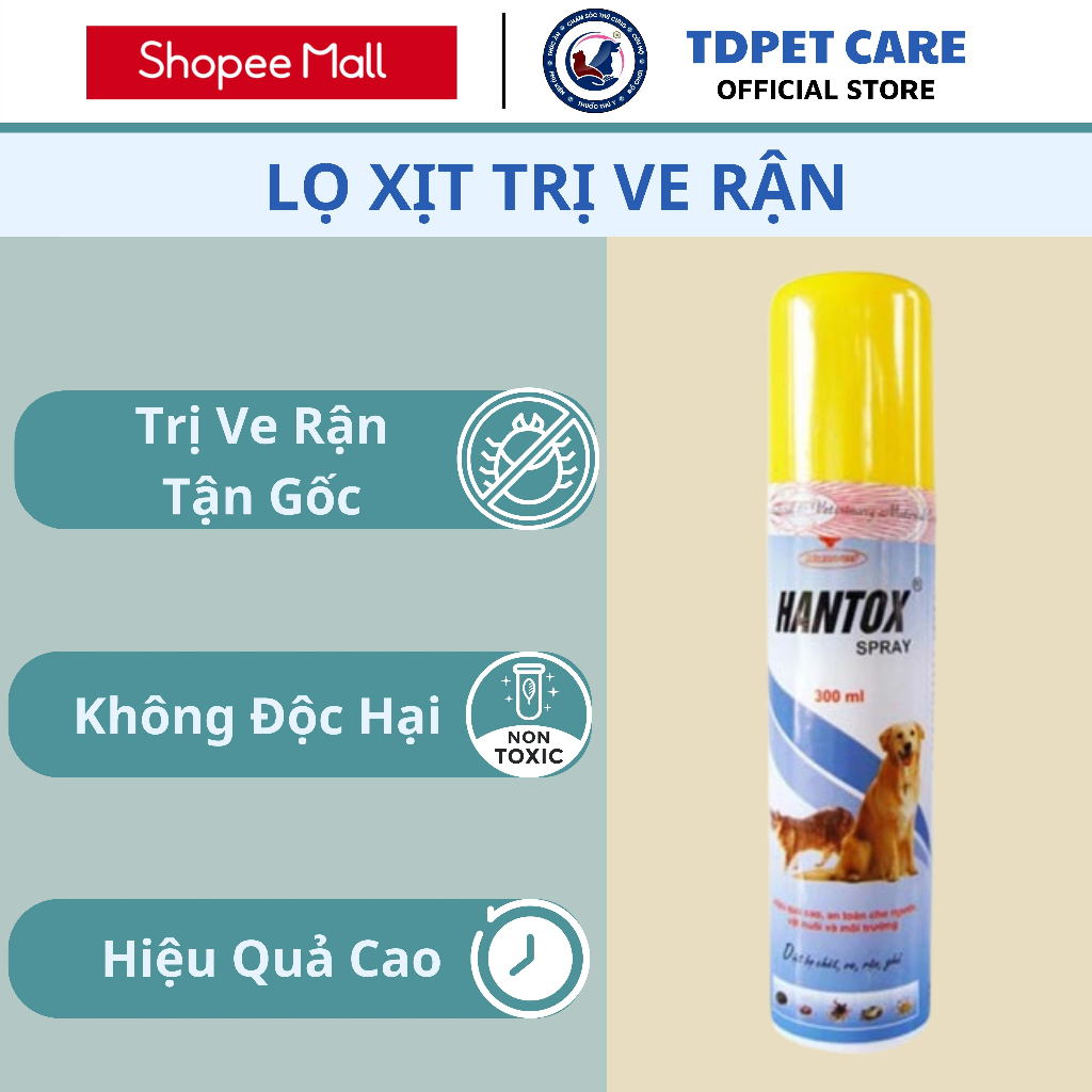 Lọ Xịt Ve Chó Rận Mèo Bọ Chét Dành Cho Chó Mèo Hantox Spray - Chai Xịt0 Bọ Chó  Dành Cho Thú Cưng