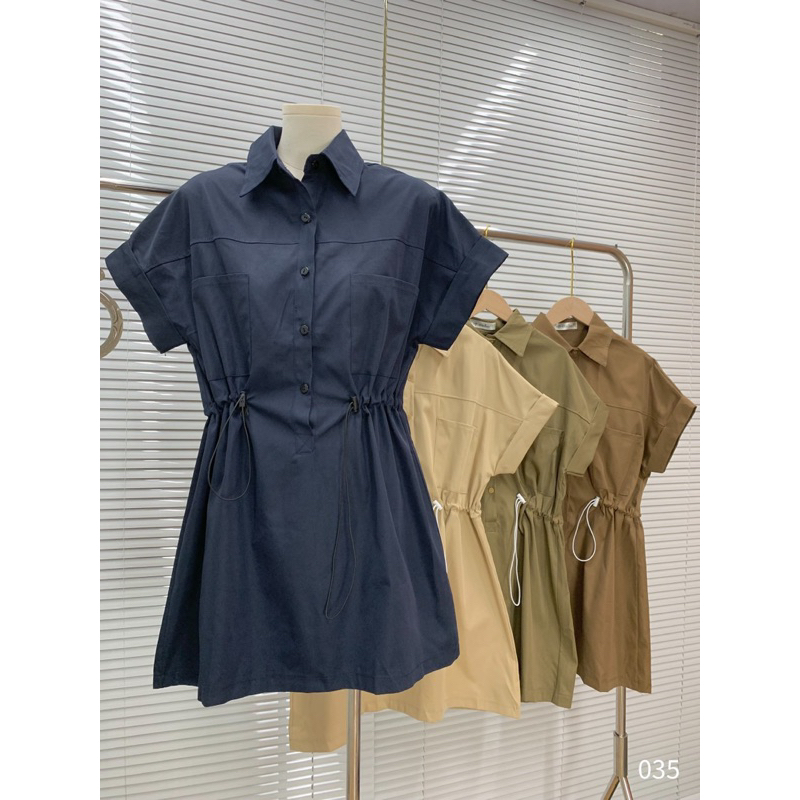 Váy sơ mi rút dây basic eo siêu tôn dáng