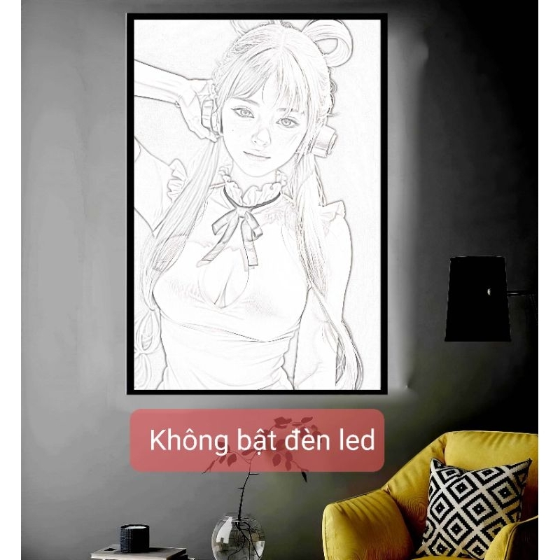 Tranh led, lightbox, tráng gương, treo tường, để bàn khổ 20x30cm, in theo yêu cầu, nhân vật anime, manga, game