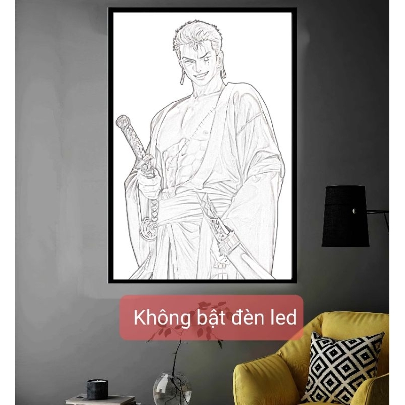 Tranh led, lightbox, tráng gương, treo tường, để bàn khổ 20x30cm, in theo yêu cầu, nhân vật anime, manga, game