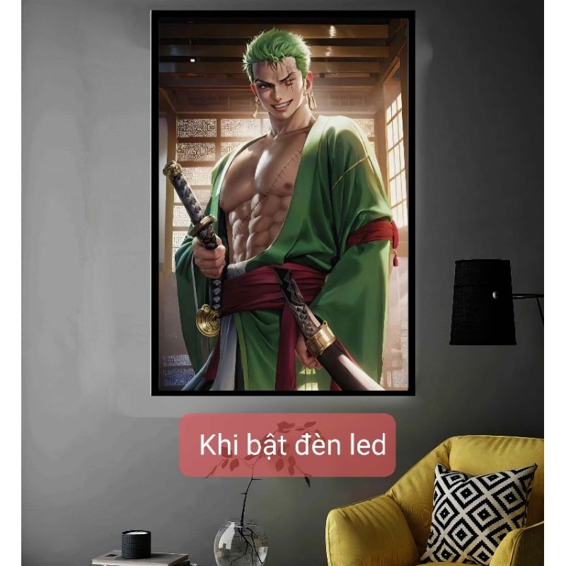 Tranh led, lightbox, tráng gương, treo tường, để bàn khổ 20x30cm, in theo yêu cầu, nhân vật anime, manga, game
