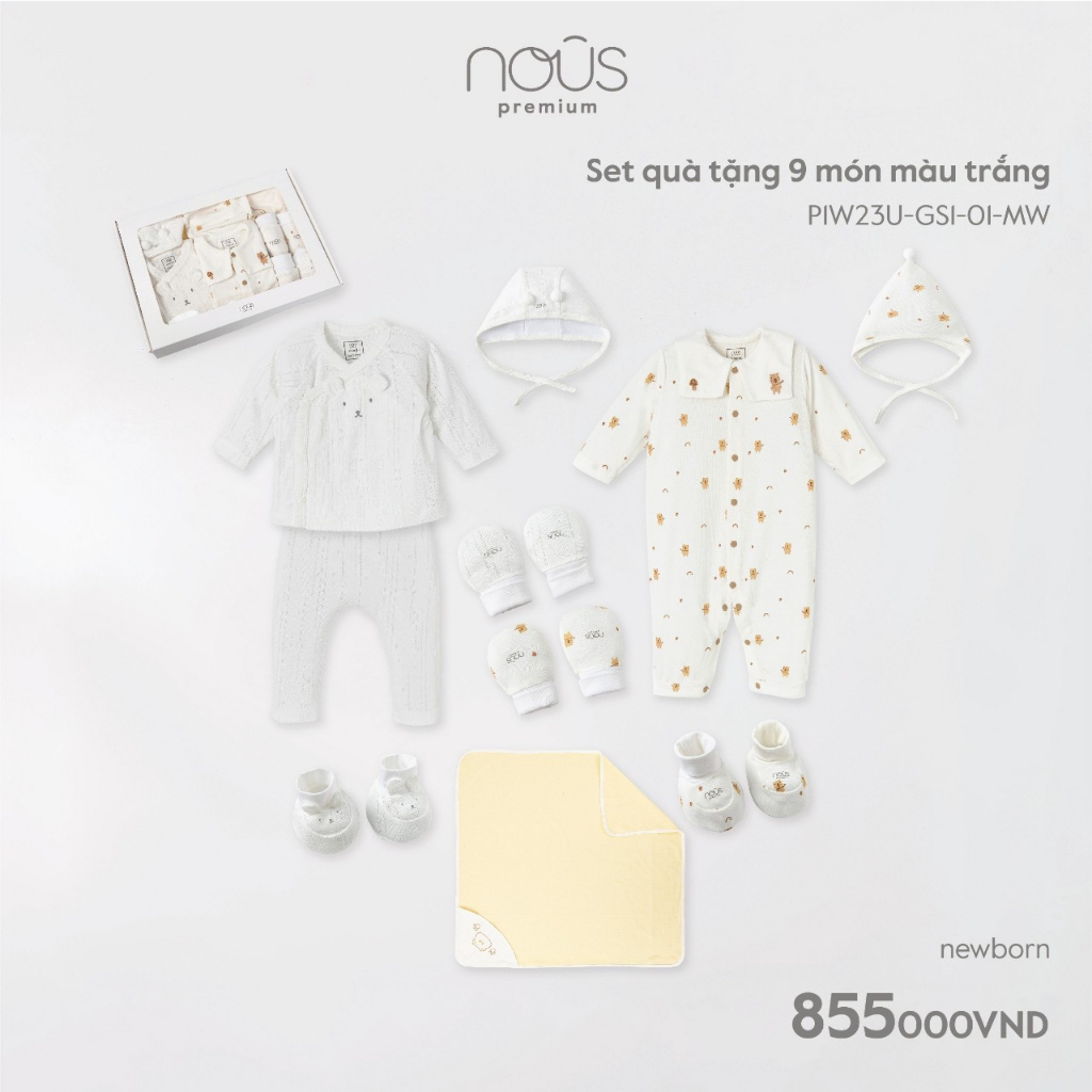 [Mã SGTTC40K giảm đến 40K đơn 50K] Set bộ quần áo Nous sơ sinh đầy tháng ( Newborn )