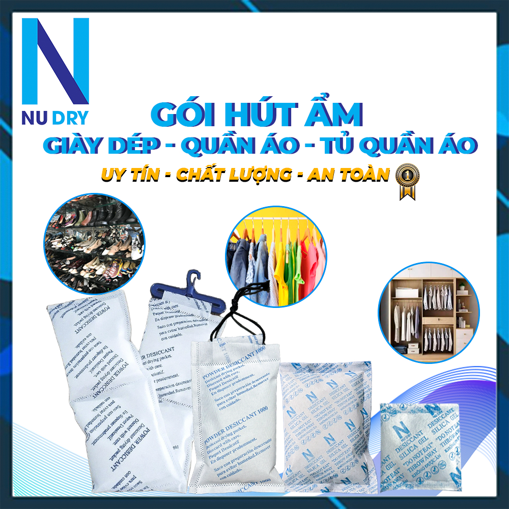 Gói Hút Ẩm đóng túi 1KG loại 1/2/3/5/10/20/50/100/200/500/1000g Silicagel - Hạt chống ẩm mốc, khử mùi - NU DRY