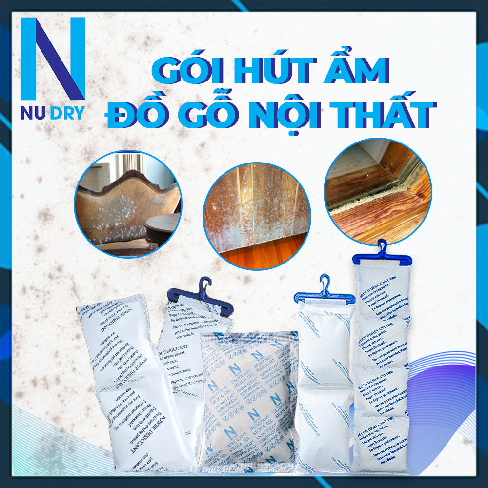 Gói Hút Ẩm đóng túi 1KG loại 1/2/3/5/10/20/50/100/200/500/1000g Silicagel - Hạt chống ẩm mốc, khử mùi - NU DRY
