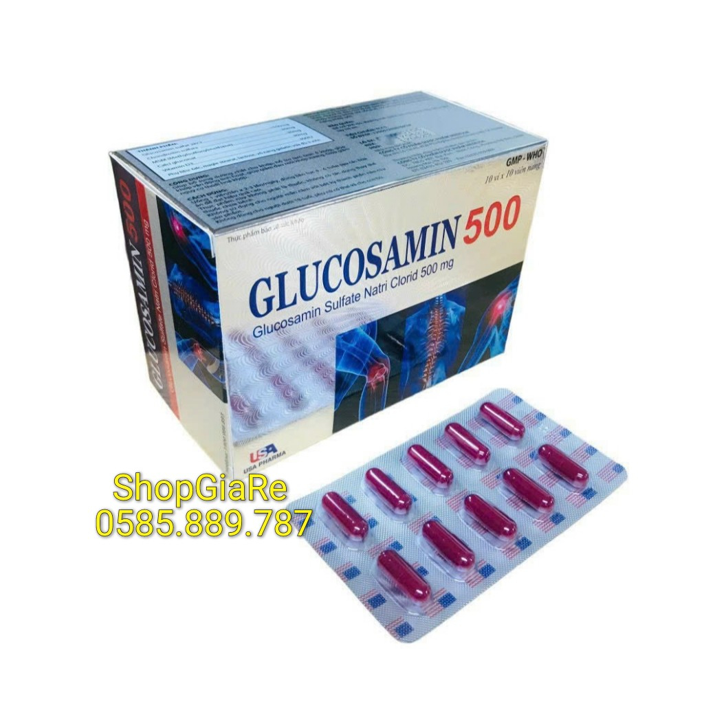 GLUCOSAMIN 500mg Giúp xương chắc khớp khỏe, ngăn ngừa thoái hóa khớp, tái tạo mô sụn 100 viên