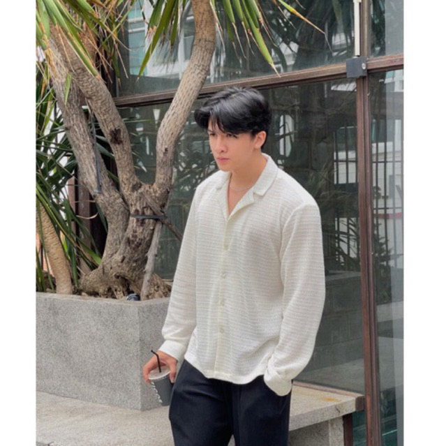 Áo sơ mi dài tay cổ datton Robus chất lưới đan nhập khẩu Sun shirt