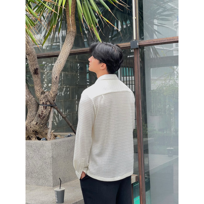 Áo sơ mi dài tay cổ datton Robus chất lưới đan nhập khẩu Sun shirt