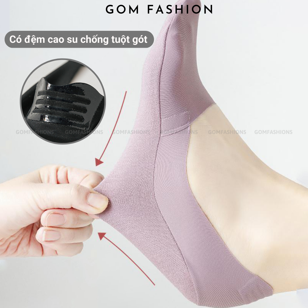 Vớ nữ mang giày búp bê GOMTAT, tất lười nữ đệm silicon không tuột gót, chất liệu cotton mềm mát  -TATLUA-UYE-7002-1DOI