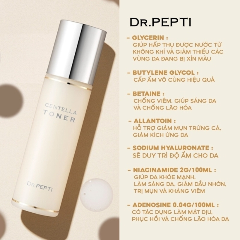 Nước Hoa Hồng Dưỡng Da DR.PEPTI Centella Toner Giúp Se Khít Lỗ Chân Lông, Da Căng Bóng Chính Hãng Hàn Quốc 180ml | BigBuy360 - bigbuy360.vn