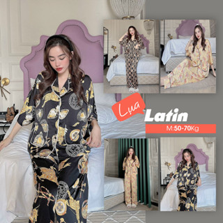 [Mới] Đồ bộ pijama cao cấp LATIN quần dài tay cánh dơi hàng thiết kế size M (50-70kg)