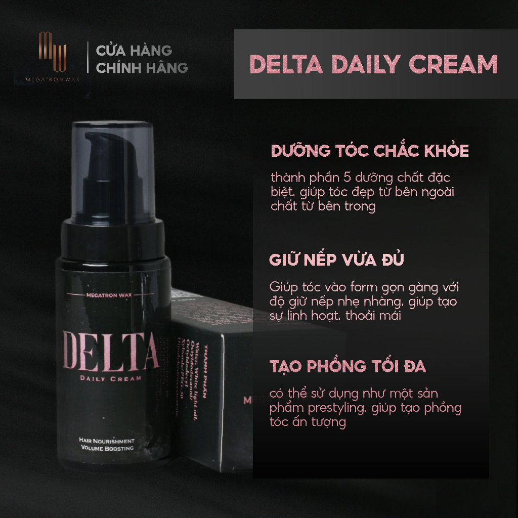 [CHÍNH HÃNG] Dưỡng tóc sáp Delta Daily Cream hỗ trợ bổ sung dưỡng chất cho tóc, tạo phồng, và giữ nế