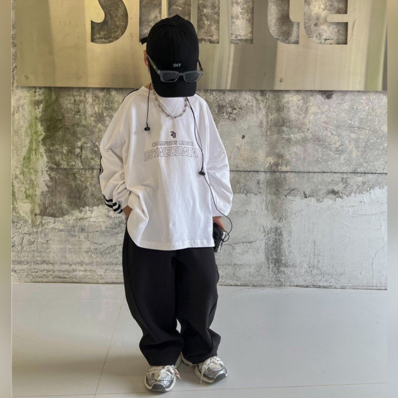 Áo thun dài tay bé trai 1981 A371 size 100-160, quần áo trẻ em thu đông cao cấp