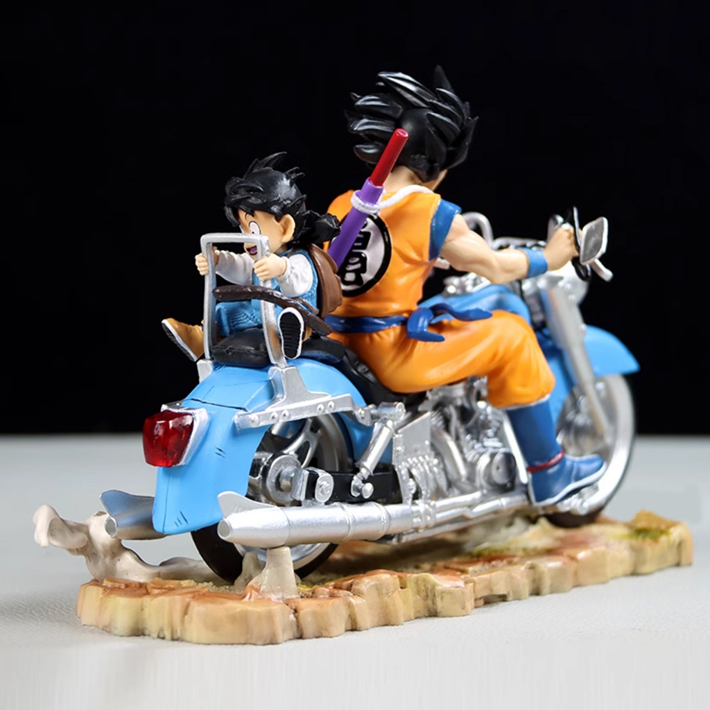 MÔ HÌNH GOKU KID LÁI XE MÁY 14CM, GOKU VÀ GOHAN LÁI XE 16CM