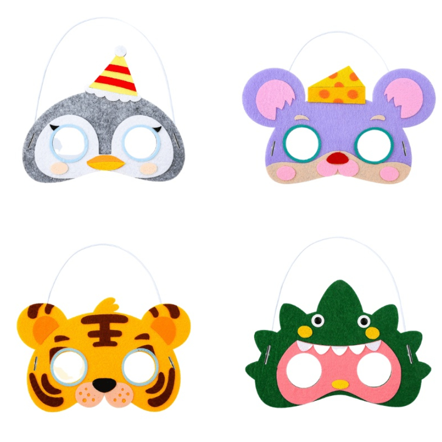 Mặt nạ vải hình thú cho bé, mặt nạ Trung thu/ Halloween Diy cho bé, mặt nạ cho bé nhập vai