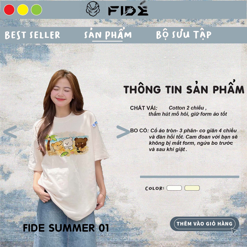 Áo thun FIDE phông trơn nam nữ cổ tròn FIDE SUMMER 01