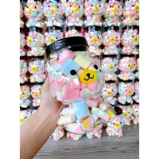 Kẹo bông gòn mềm dẻo thơm mịn Marshmallow Hộp gấu to 300g, Kẹo xốp bông sữa ngọt ngào