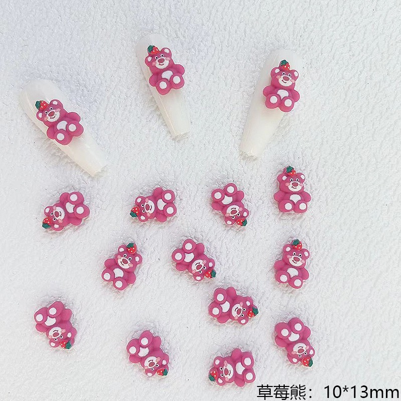 Bịch 10 charm nail gấu dâu
