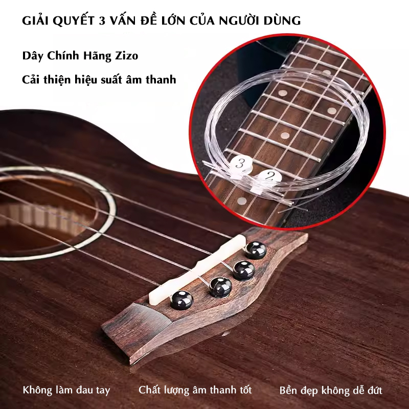 Bộ Dây Đàn Ukulele Cao Cấp Chính Hãng RiZO - Dây Ukulele Size 21 - 23 - 26