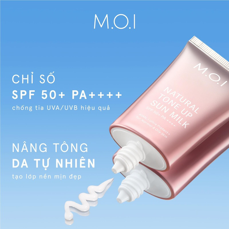 [Tặng tẩy trang] KEM CHỐNG NẮNG nâng tone tự nhiên M.O.I 40ML - Natural Tone Up Sun Milk