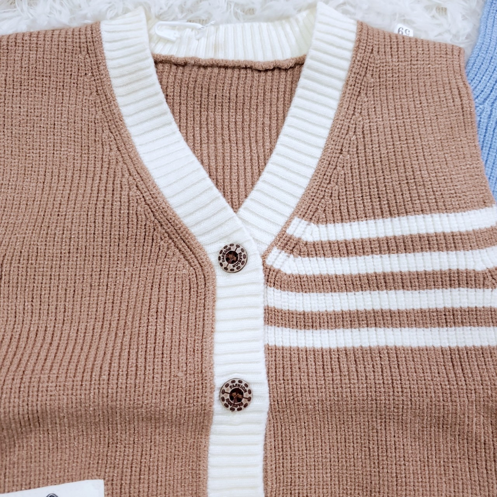 X356 Áo gile len sơ sinh mùa đông cúc cài giữa hàng quảng chậu loại 1 mềm mịn cho bé trai