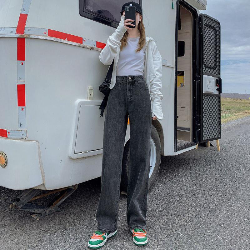 Quần bò suông nữ màu xám tro ống rộng QuanJeansuong9875 P7K6