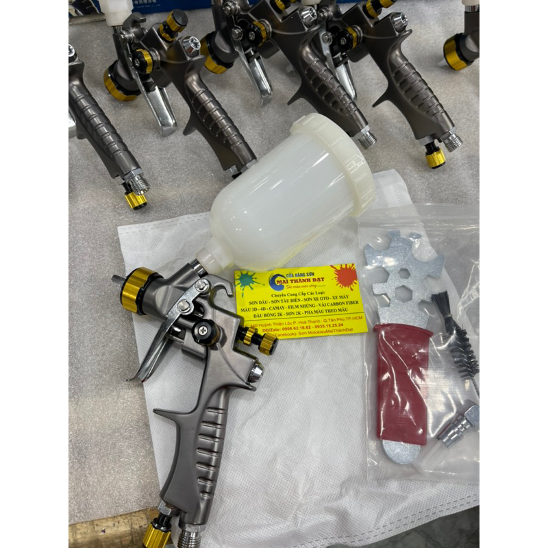 Súng Phun Sơn  Đầu phun 1.0 , Bầu 350ml . Motokieumaithànhđạt