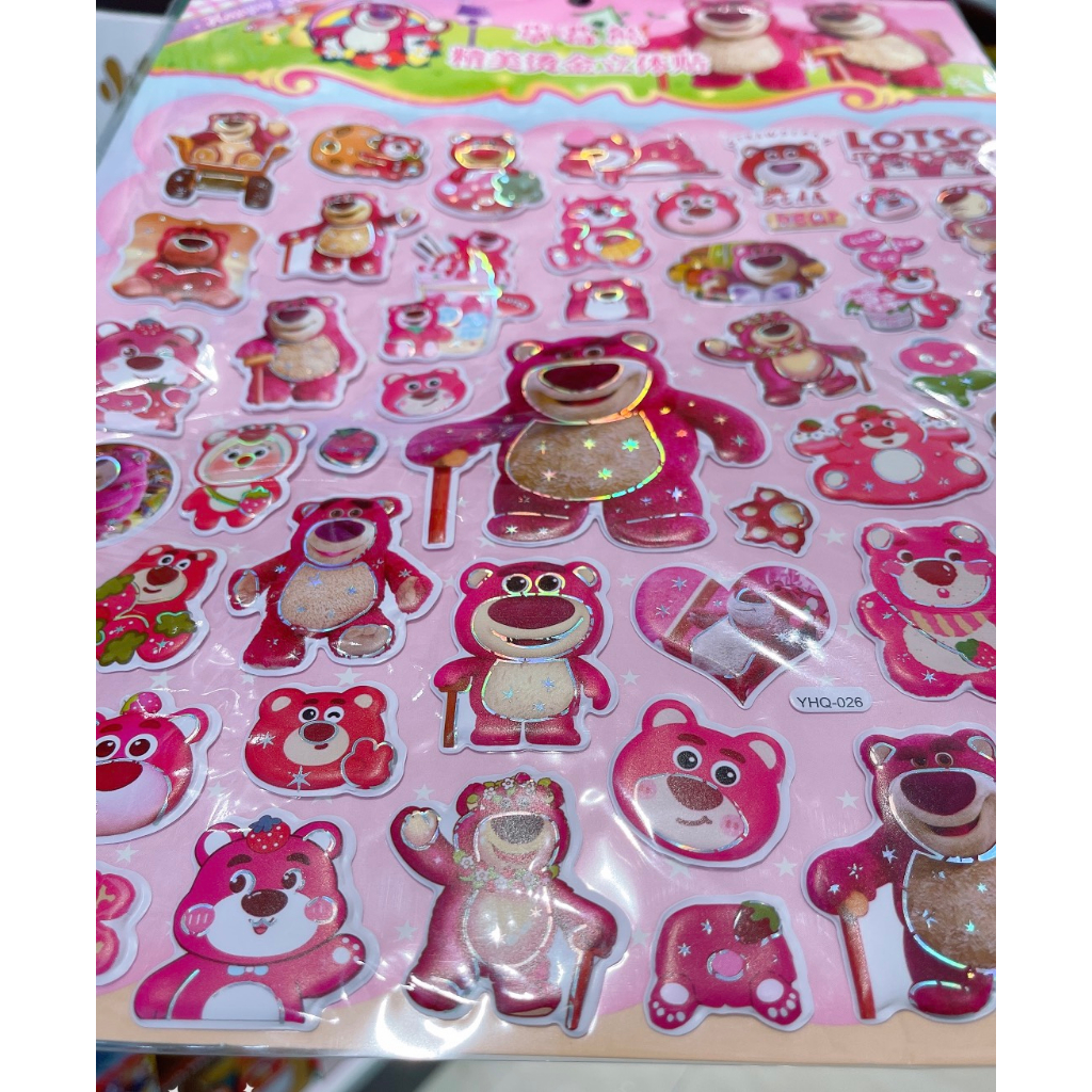 Vỉ Sticker gấu dâu có hình vẽ