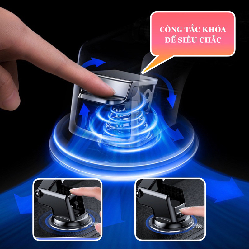 Giá đỡ kẹp điện thoại dùng trên ô tô xe hơi xoay 360 độ gắn taplo và kính xe
