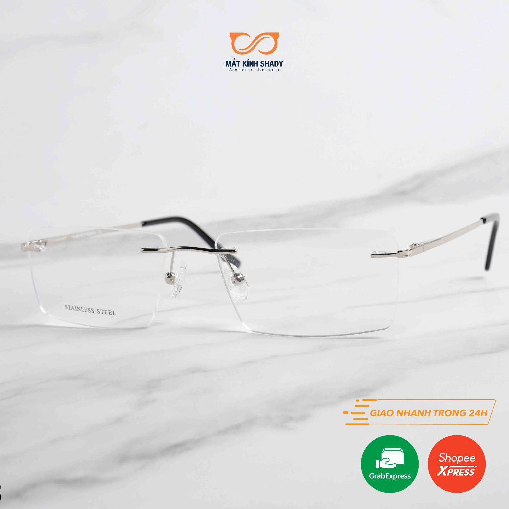 Gọng Kính Khoan Không Viền Thép Cao Cấp Shady Unisex G2485