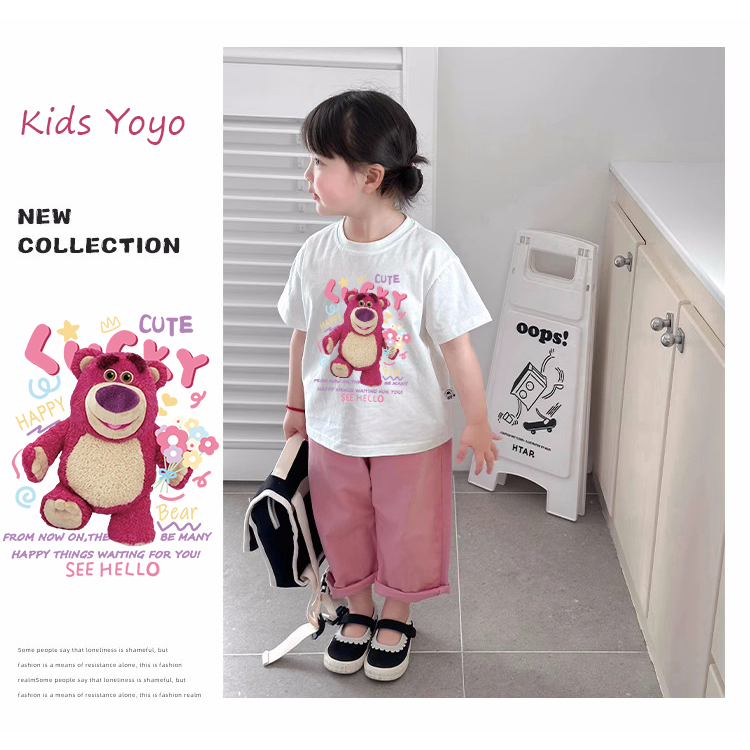 Áo thun bé gái Kids YoYo áo ngắn tay chất cotton mềm mịn thoáng mát Lotso Trang chủ 3-12 tuổi T0002