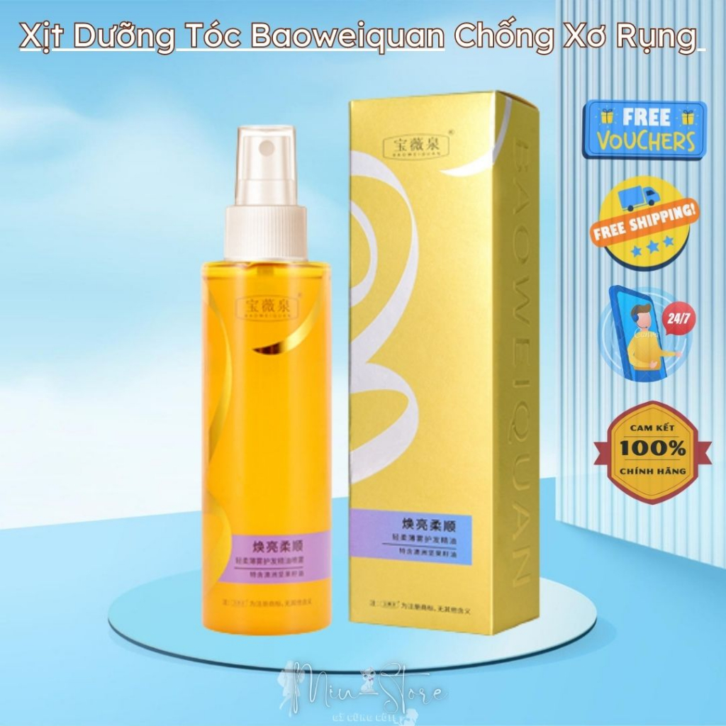 Xịt Dưỡng Tóc Chăm Sóc Tóc Mềm Mại Chống Xơ Và Rụng Tóc Baoweiquan Nội Địa Trung 100ml
