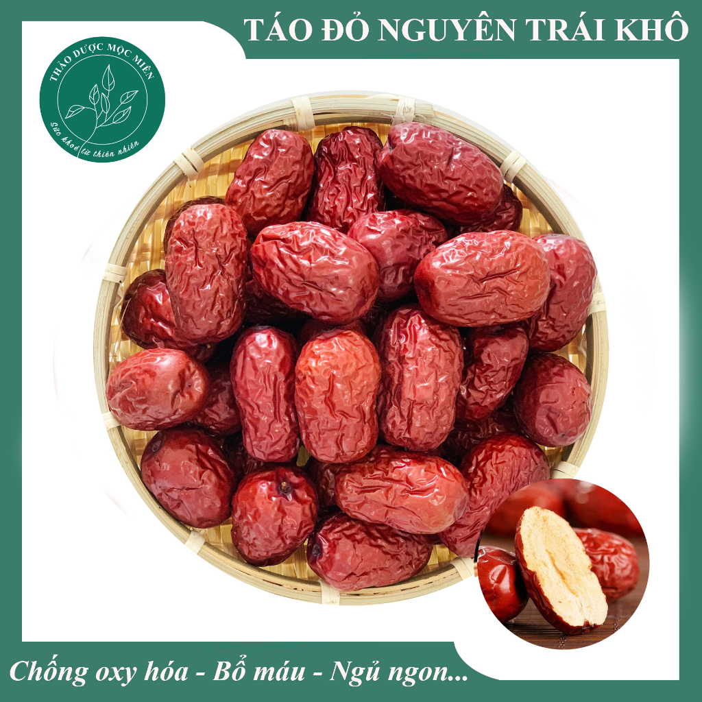 Táo đỏ Tân Cương Sấy Khô 50g 100g 200gram Nguyên Quả To Đều Và Đẹp Loại 1 - Bổ Dưỡng, chống oxy hóa, ngủ ngon