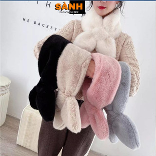 Khăn choàng cổ hình nơ lông trơn quảng châu cao cấp_sanhfashion
