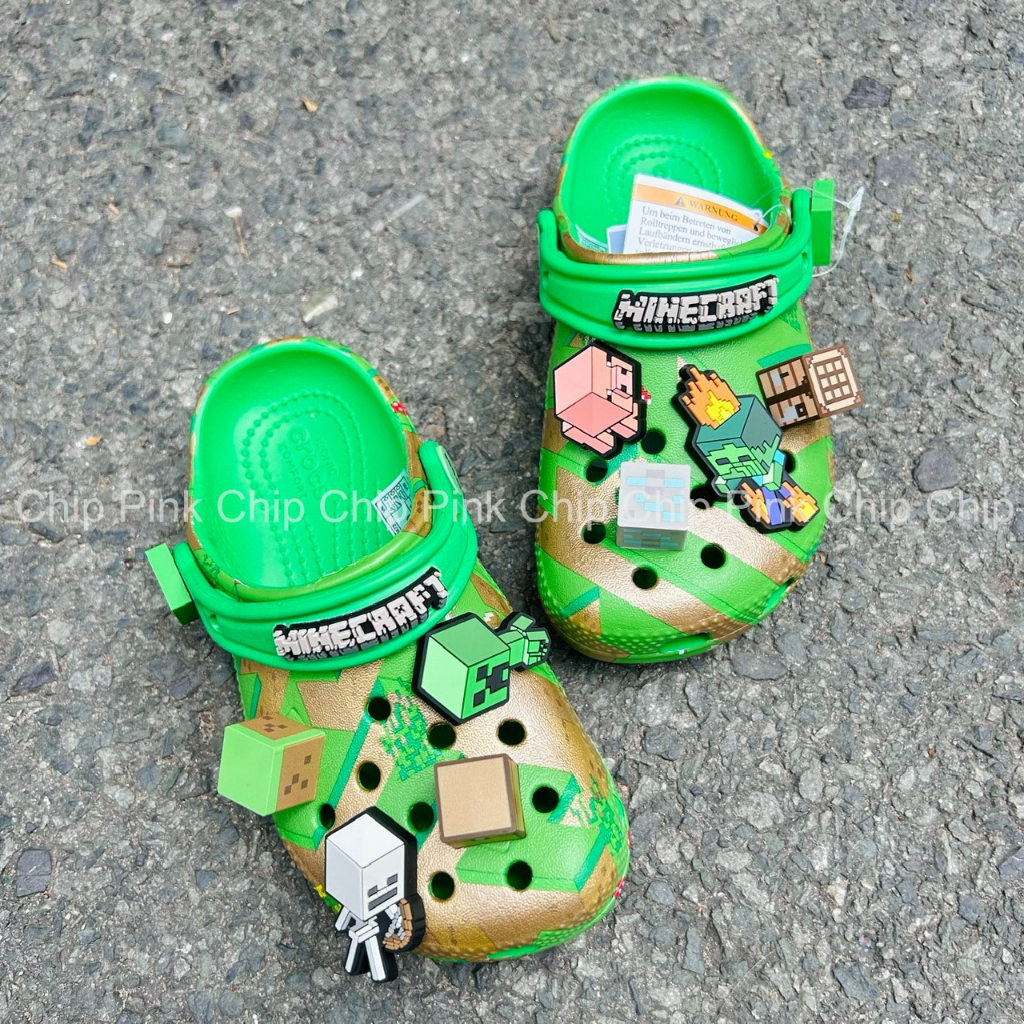 Dép Crocs classic Minecraft clog kid - dép sục in hình Minecraft - tặng 10 jibbitz như hình