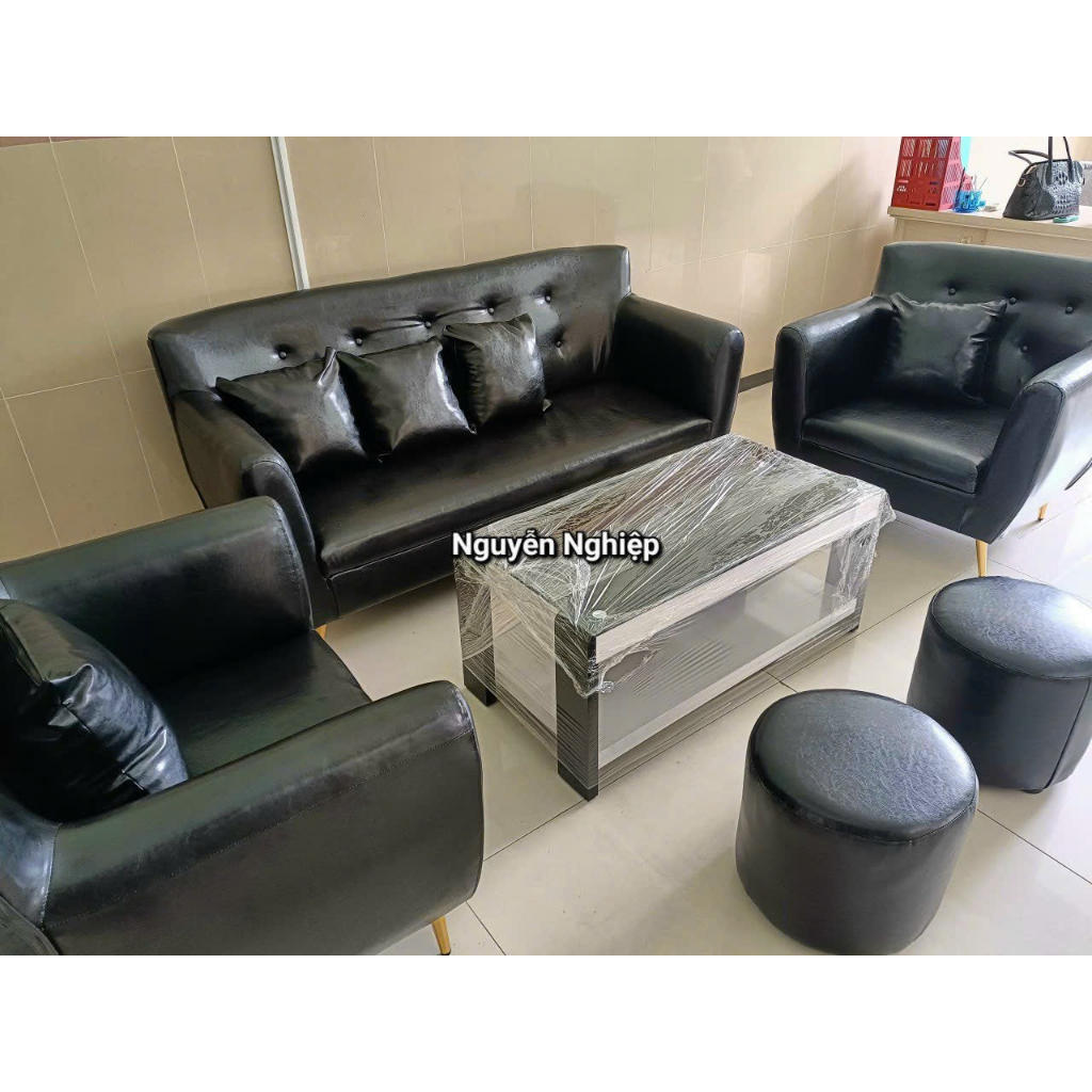 Bộ sofa da simili phòng tiếp khách 6 món uy quyền - sofa da nhập vào xịn Bảo hành 12 tháng