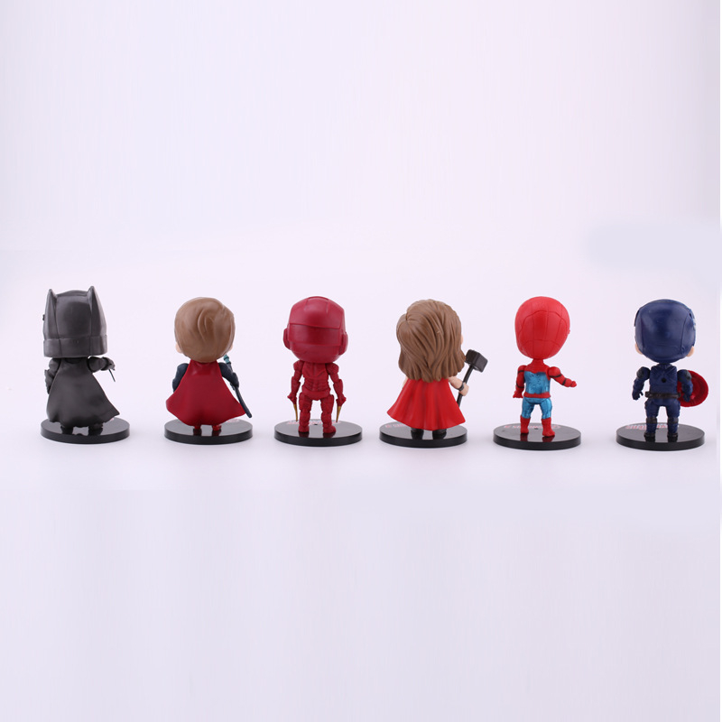 Mô Hình 6 Nhân Vật Avenger Siêu Anh Hùng Chibi,Iron Man,Super men,Spider Man, Đồ Decor Trang Trí Bánh Kem
