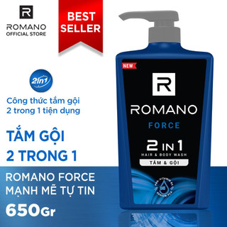 Dầu Tắm Gội 2 Trong 1 Dành Cho Nam Romano Force (650g)
