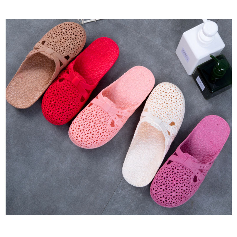 Dép Lê Nữ Sục Nhựa Dẻo Thiết Kế Hoa Văn Chéo Nơ Thời Trang, Dép Bít Mũi Nữ Siêu Êm Chân Đi Mưa Chống Trơn Trượt Tiện Lợi