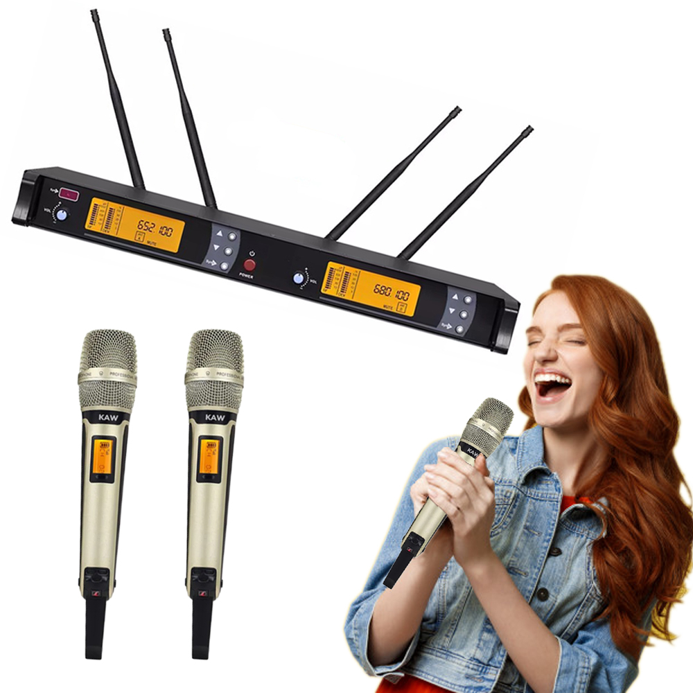 Mic không dây, micro karaoke chính hãng, Bộ Micro Không Dây Kèm Đầu Thu KAW K-9000