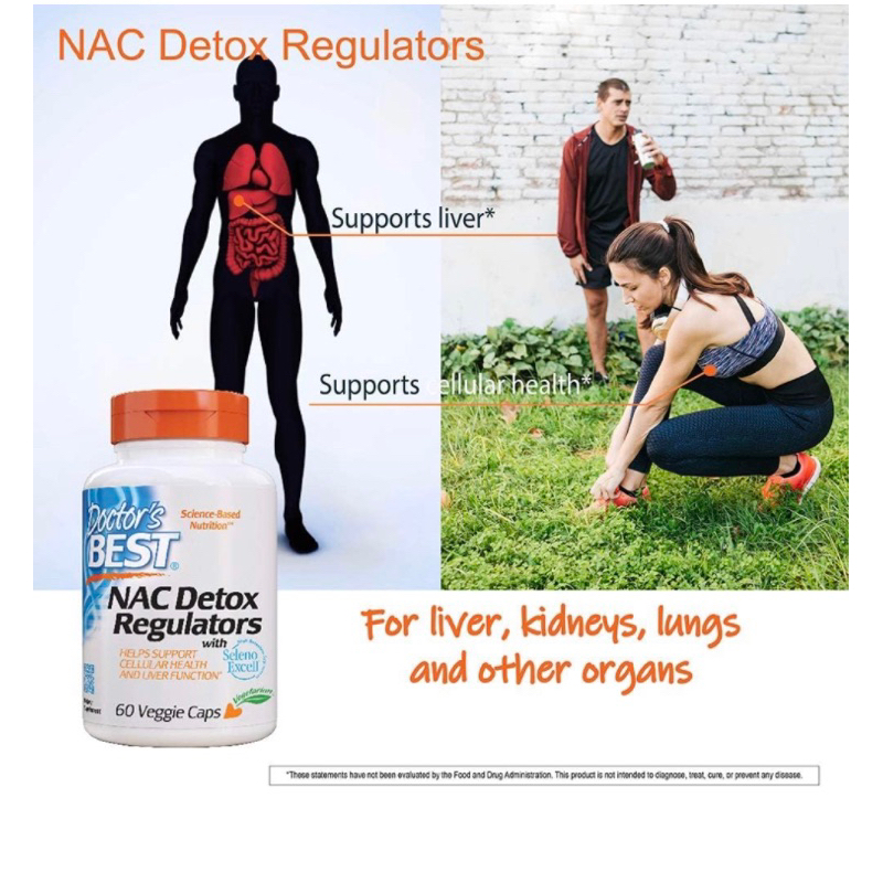 Viên chay thải độc gan, detox, lọc phổi Doctor's Best NAC Detox 60v USA
