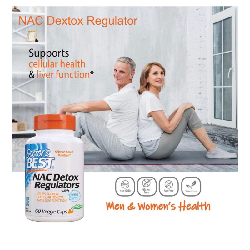Viên chay thải độc gan, detox, lọc phổi Doctor's Best NAC Detox 60v USA