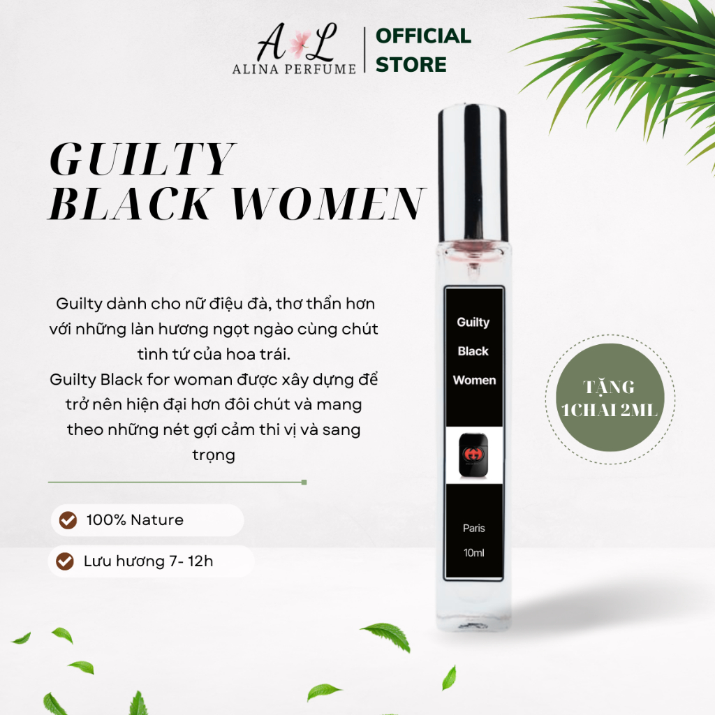 Nước Hoa Chiết Nữ Alina Guilty Black Women Chính Hãng 10ml Thơm Lâu Quyến Rũ ,Hiện Đại, Bí Ẩn