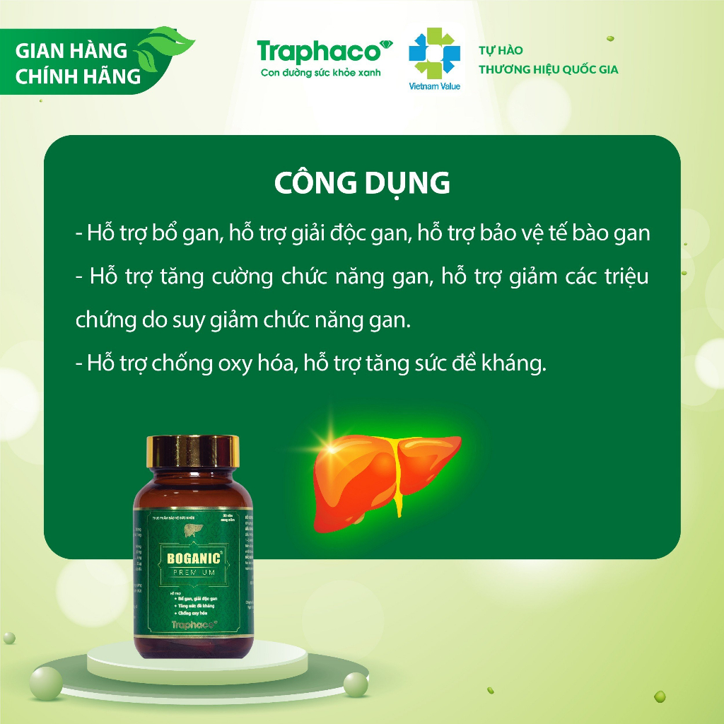 Boganic Premium Traphaco Bổ Gan Cao Cấp Chống Oxy Hóa Tăng Sức Đề Kháng