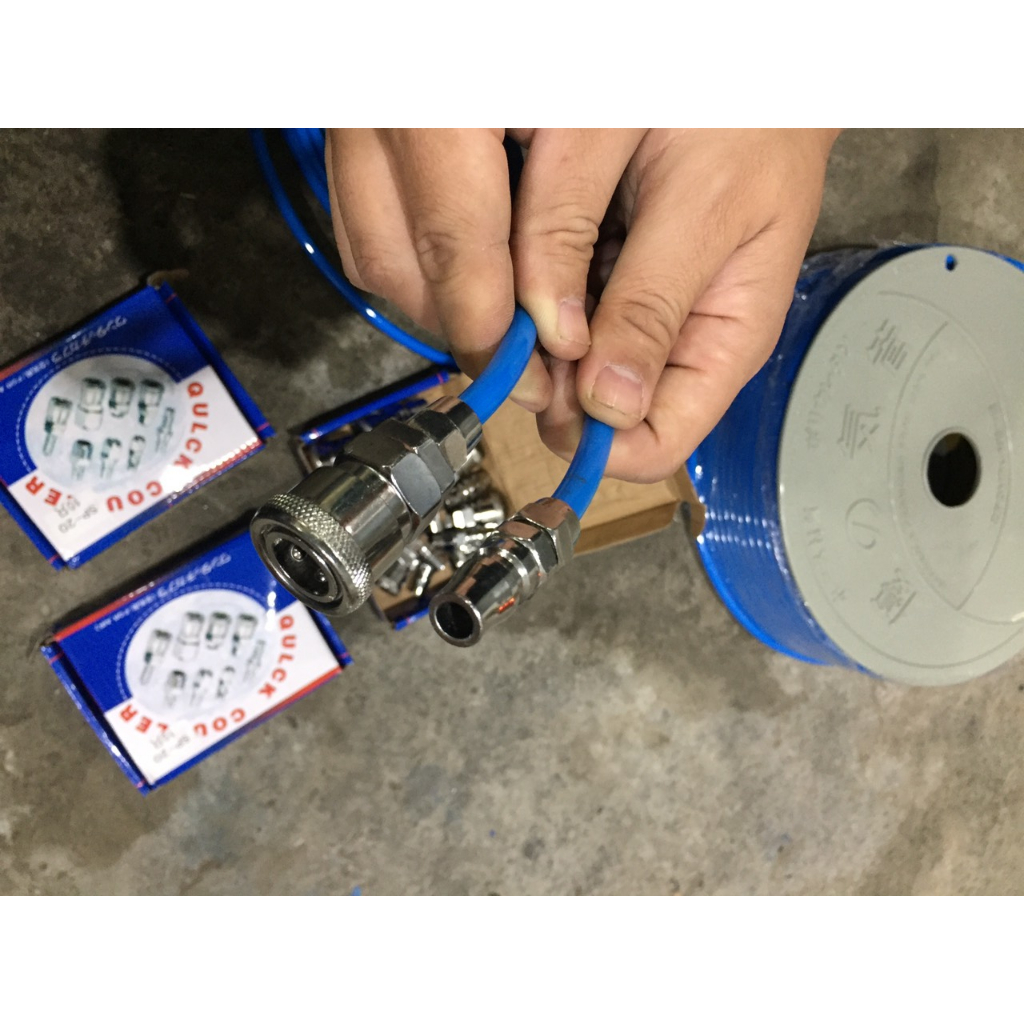 Dây hơi PU 5x8mm - dài 10m - sẵn đầu nối nhanh