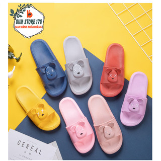 Dép Lê Nam Nữ Unisex Họa Tiết Gấu Thời Trang Trẻ Trung Năng Động, Dép Mang Trong Nhà Nam Nữ Quai Ngang Êm Chân Thoải Mái