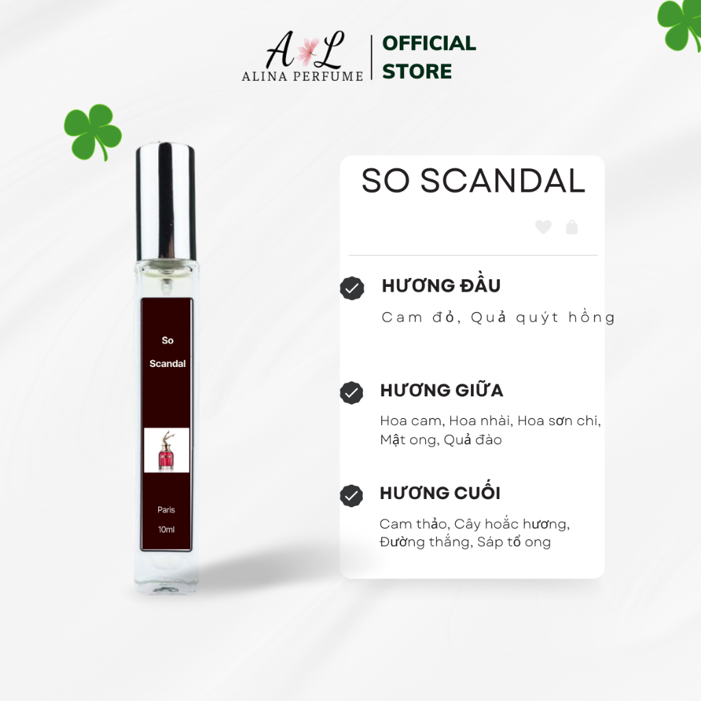Nước Hoa Chiết Nữ Alina Perfume So Scandal Chính Hãng 10ml Thơm Lâu Quyến Rũ ,Gợi Cảm, Tinh Tế