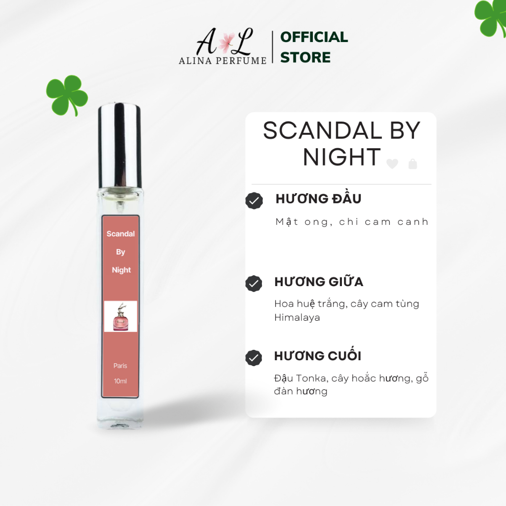 Nước Hoa Chiết Nữ Alina Perfume Scandal By Night Chính Hãng 10ml Thơm Lâu Quyến Rũ ,Ngọt Ngào, Dịu Dàng