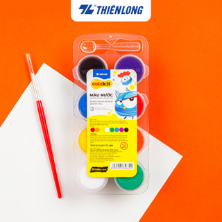Màu nước Thiên Long Colokit 8 màu chuyên dụng, độ phủ tốt, dễ dàng pha trộn - Tặng kèm cọ + muỗng lấy màu WACO-C06