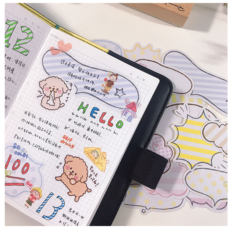 Sticker, gói 6 tấm khung viết chữ, dễ thương  có thể viết nhãn dán trang trí nhật ký tự làm album