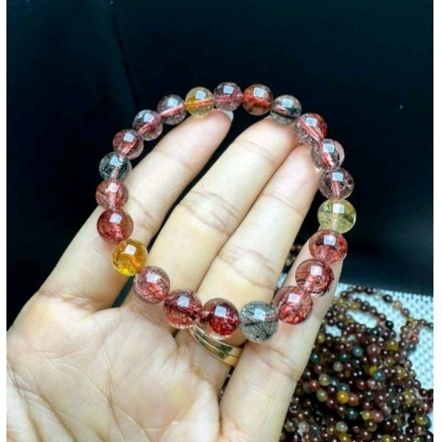 Vòng tay đá phong thủy T.A tóc Tam Tài size 6ly đến 10ly kèm kiểm định
